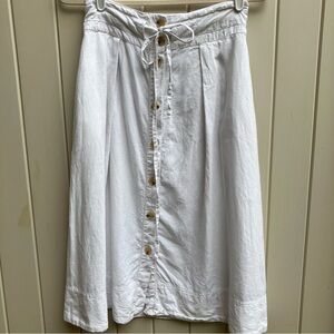 A New Day A line white linen blend skirt button front xs